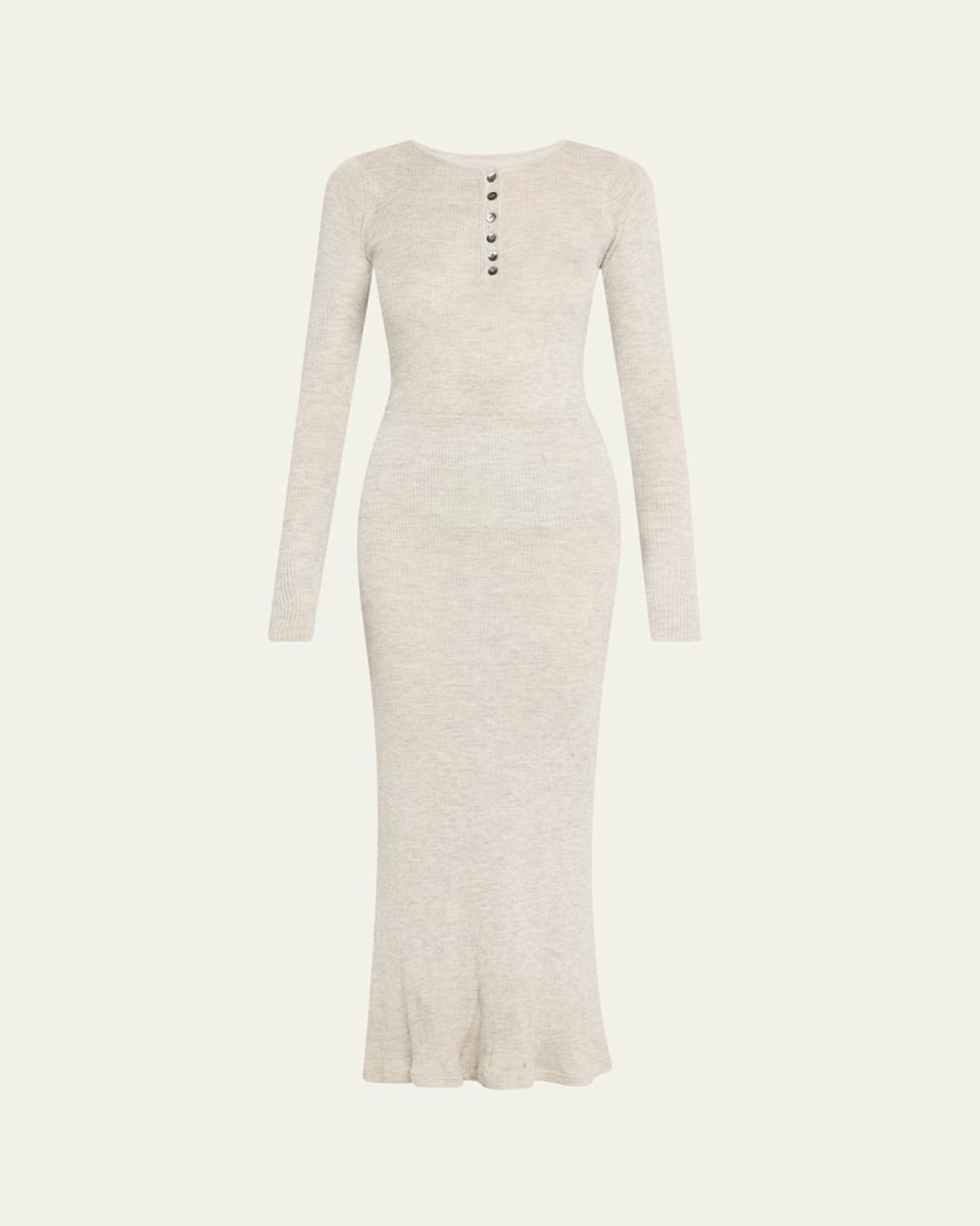 Tilda Cashmere Jersey Henley Midi Dress